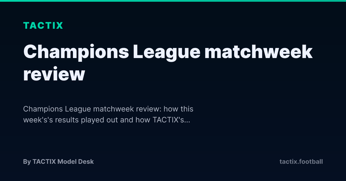 Champions League matchweek review