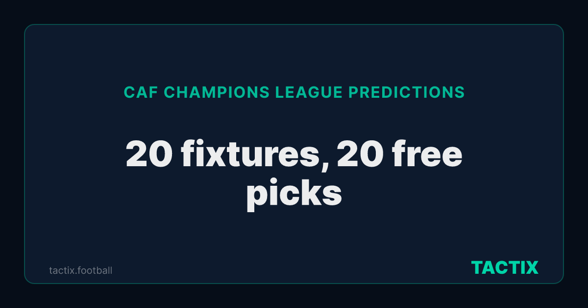 CAF Champions League predictions: 20 upcoming fixtures, 20 with a free model pick