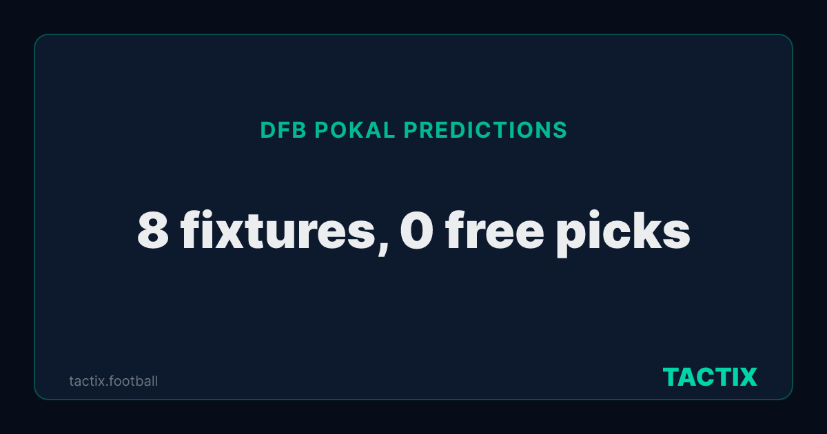 DFB Pokal predictions: 8 upcoming fixtures, 0 with a free model pick